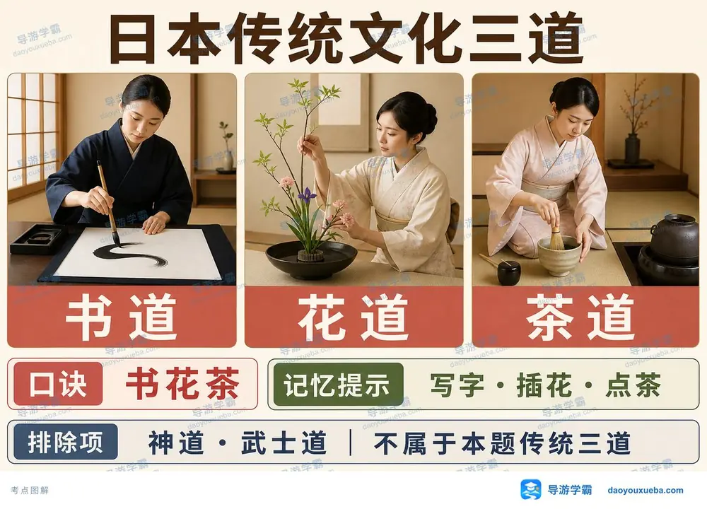 日本传统文化三道考点图(导游学霸·科三)