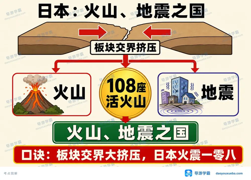 日本火山地震之国考点图（导游学霸·科三）