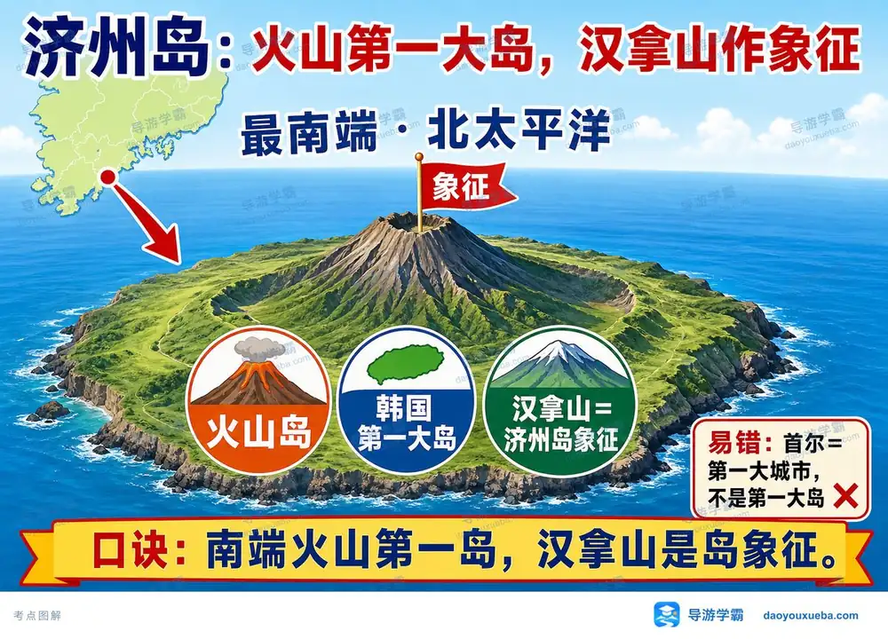 韩国济州岛考点考点图(导游学霸·科三)