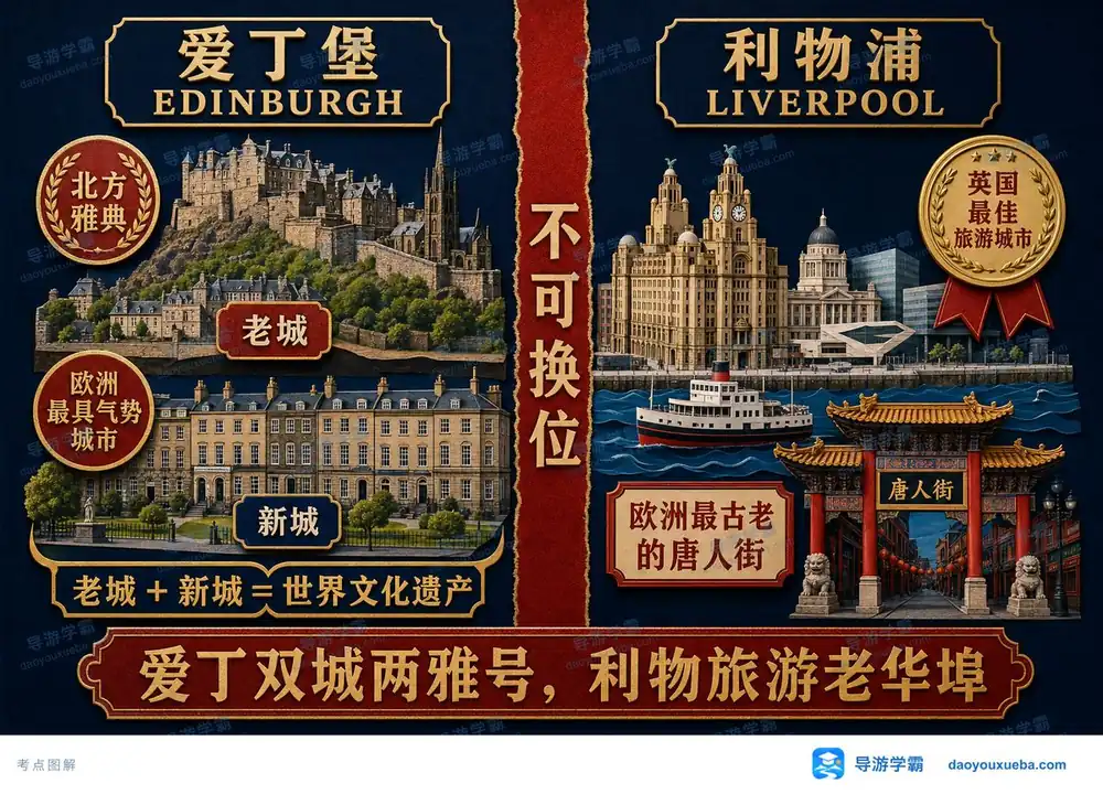 英国名城爱丁堡与利物浦考点图（导游学霸·科三）
