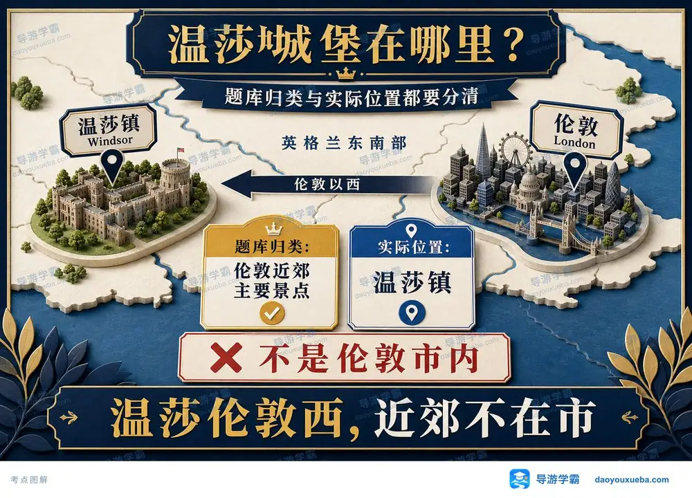 英国温莎城堡地理位置考点图（导游学霸·科三）