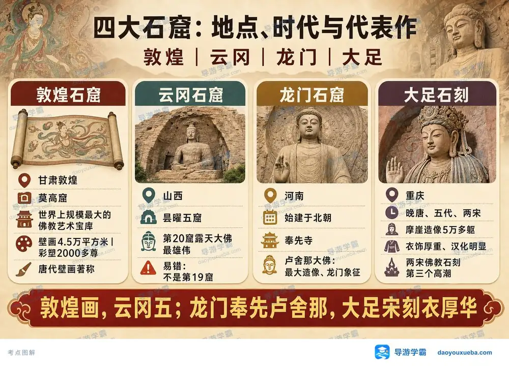 四大石窟考点考点图（导游学霸·科三）