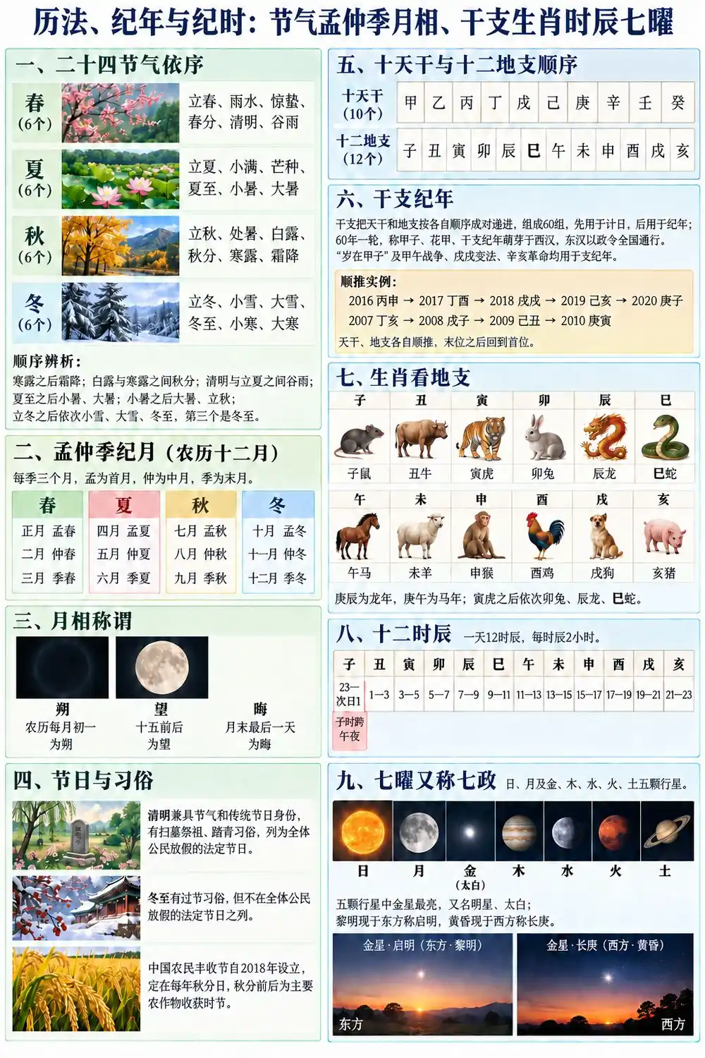 历法纪年纪时天干地支一张图懂考点图（导游学霸·科三）