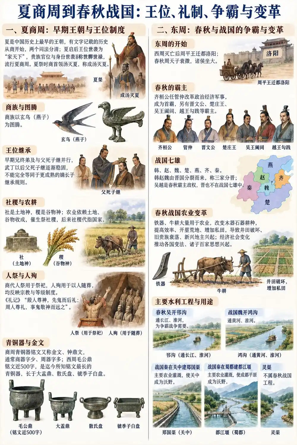 先秦历史变迁与工程考点图（导游学霸·科三）
