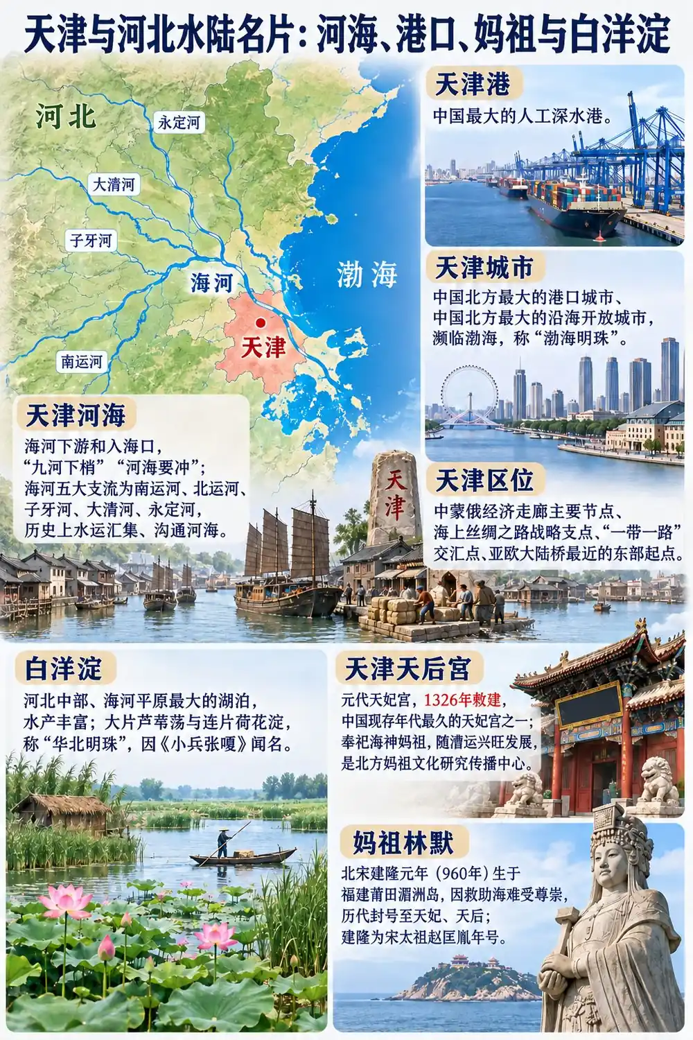 天津港口水系与河北考点图(导游学霸·科三)
