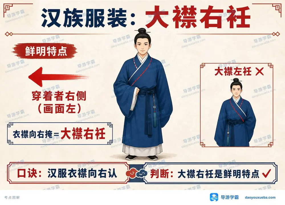 汉族服装右衽考点图(导游学霸·科三)