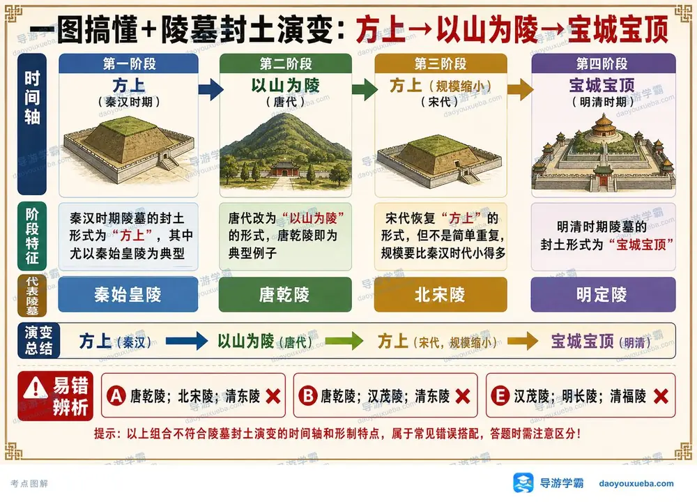 陵墓封土演变四阶段考点图（导游学霸·科三）