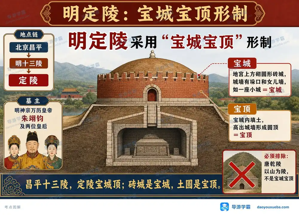 明定陵宝城宝顶形制考点图（导游学霸·科三）