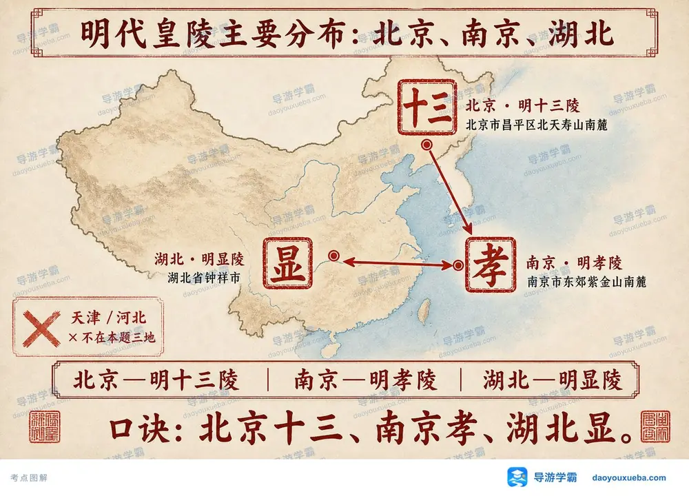 明代皇陵三大分布地考点图(导游学霸·科三)