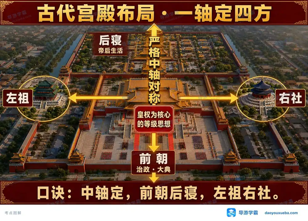 古代宫殿布局前朝后寝左祖右社考点图（导游学霸·科三）