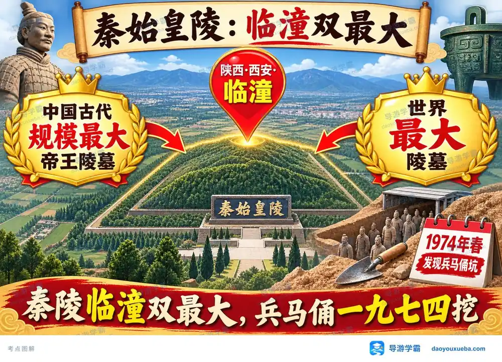 秦始皇陵双最大与兵马俑考点图(导游学霸·科三)
