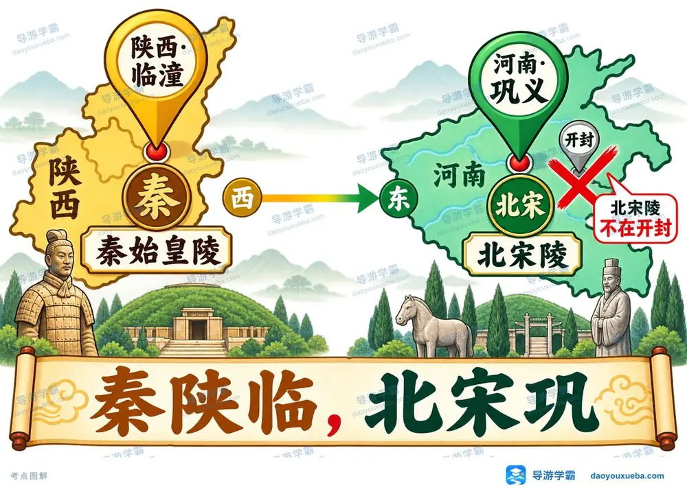 秦始皇陵与北宋皇陵地址对照考点图（导游学霸·科三）
