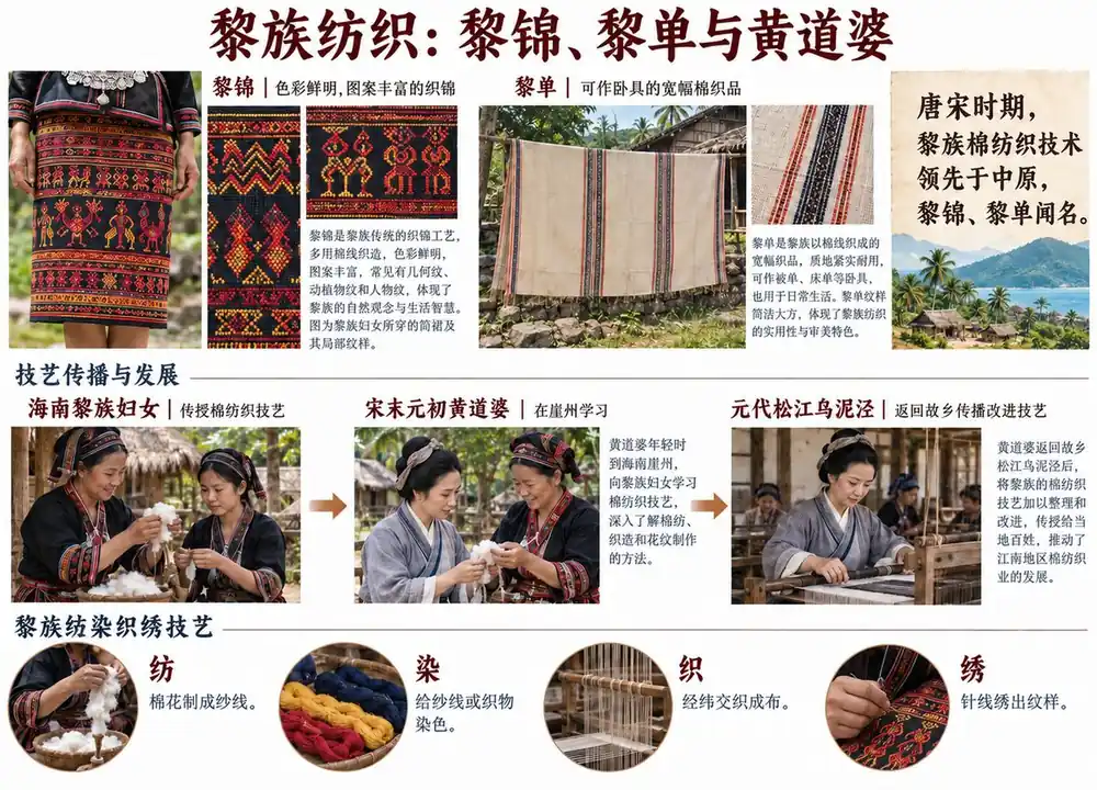 黎族纺织与黄道婆传技考点图（导游学霸·科三）
