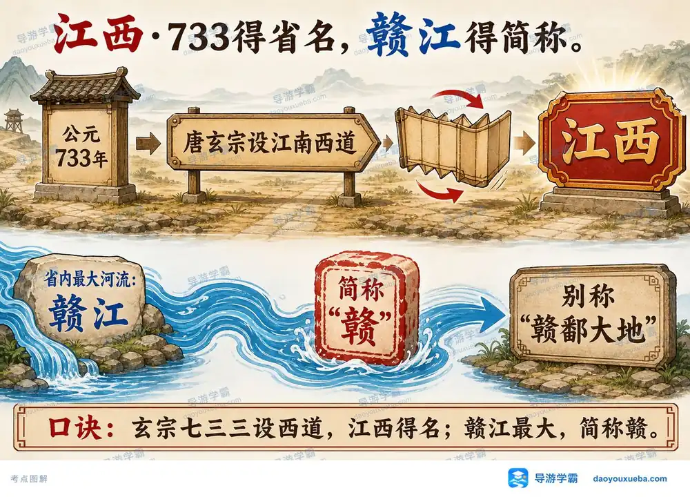 江西得名渊源与赣字简称考点图（导游学霸·科三）