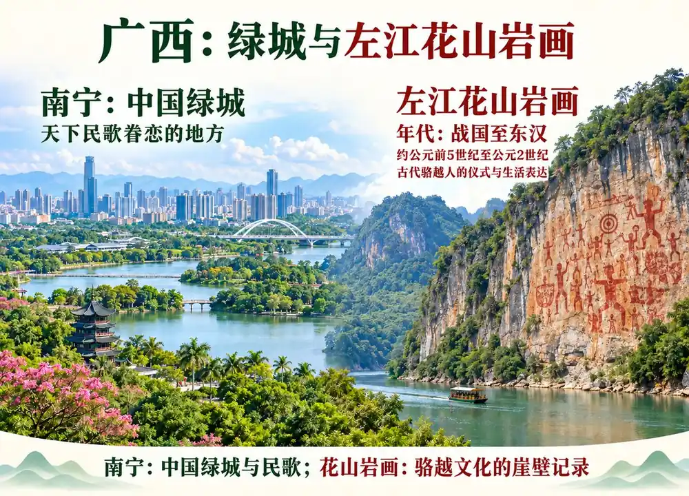 南宁中国绿城与花山岩画考点图（导游学霸·科三）