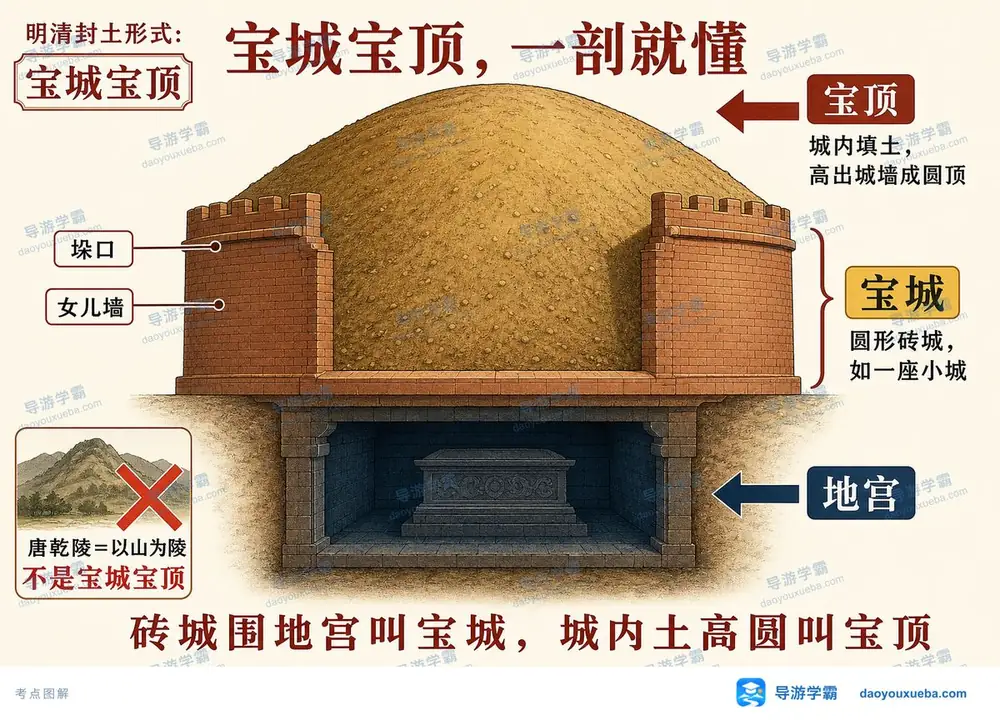 明清帝陵宝城宝顶结构考点图(导游学霸·科三)