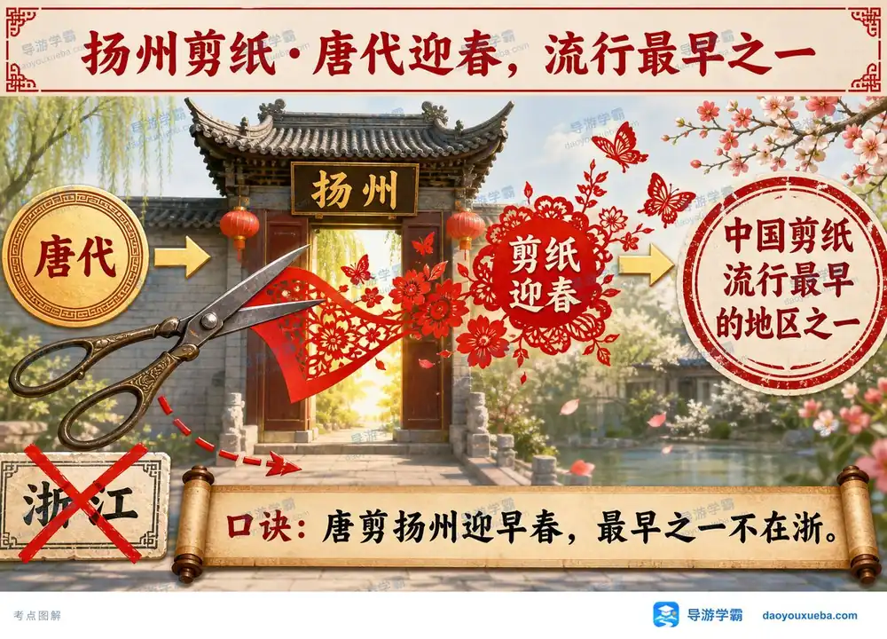 扬州剪纸历史源流考点图（导游学霸·科三）