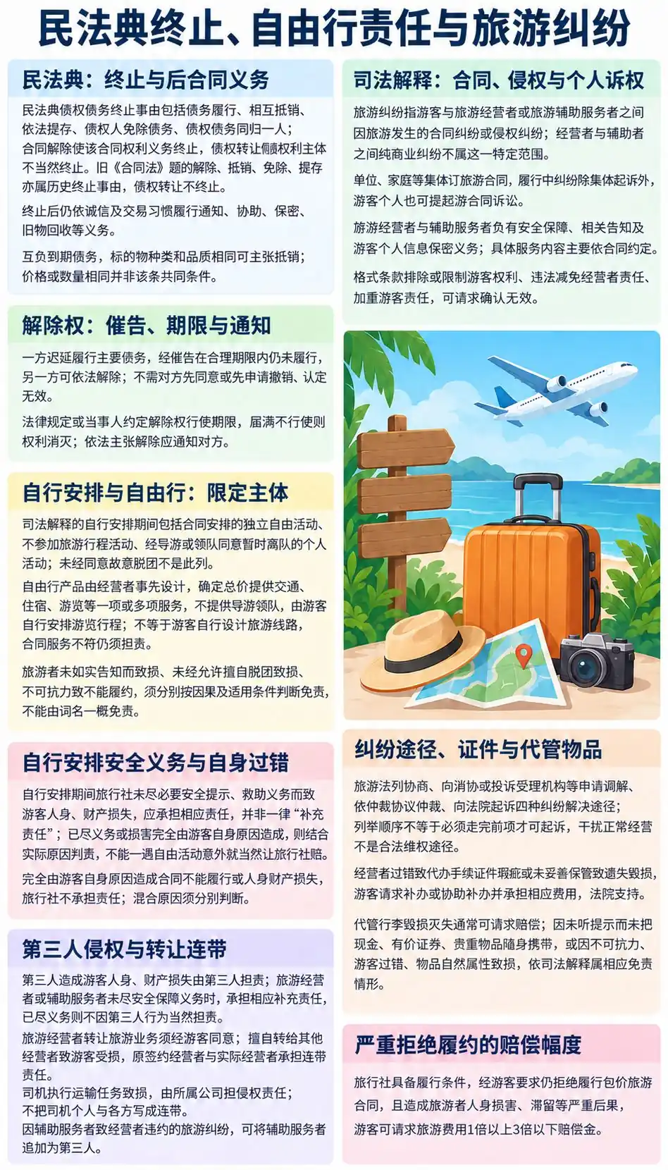 民法典终止自由行旅游纠纷考点图（导游学霸·科三）