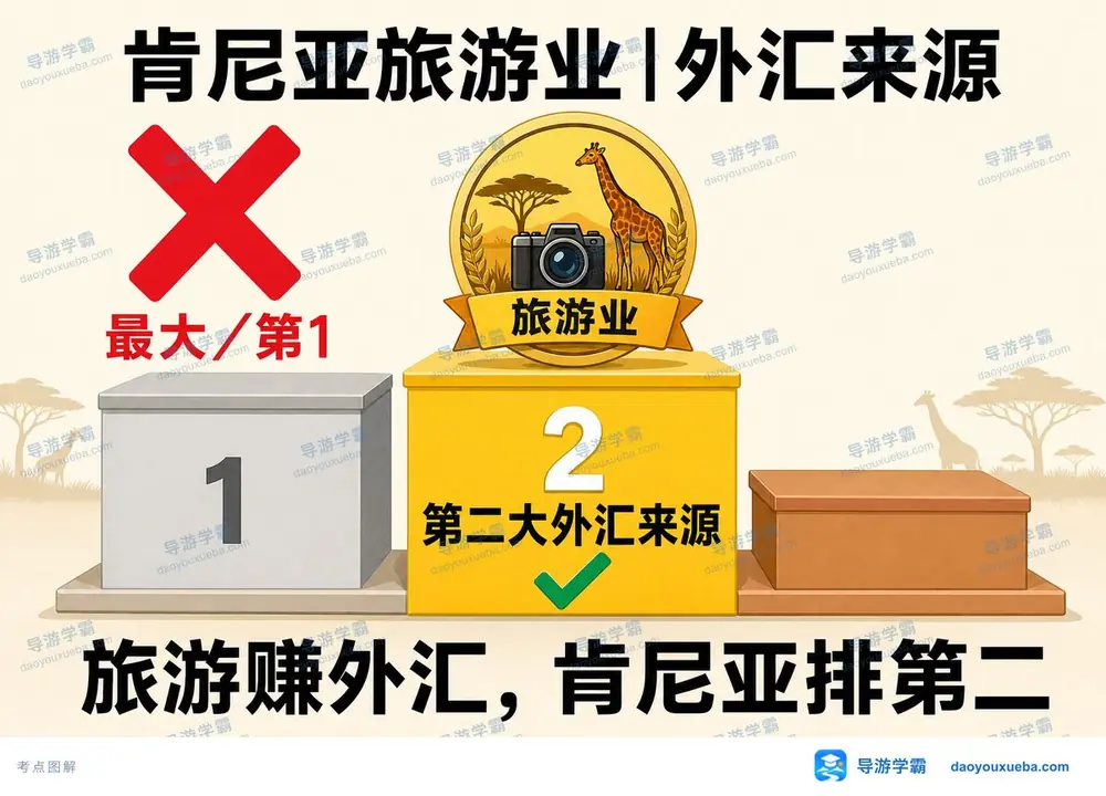肯尼亚旅游业地位考点图（导游学霸·科三）