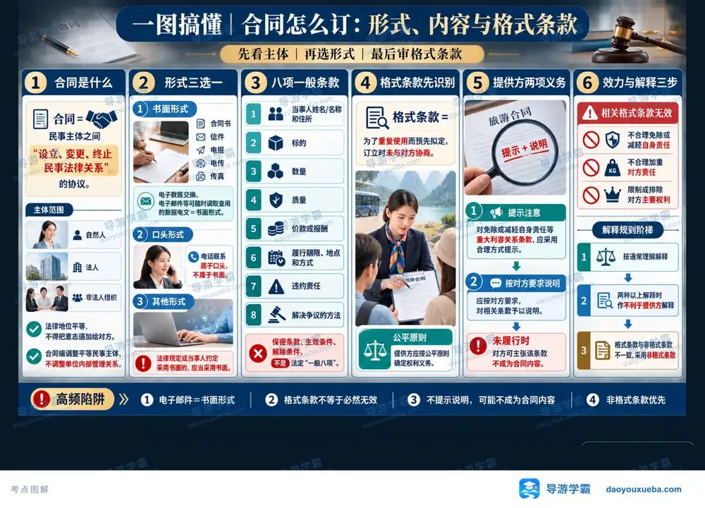 民法典合同订立与格式条款审查考点图(导游学霸·科三)