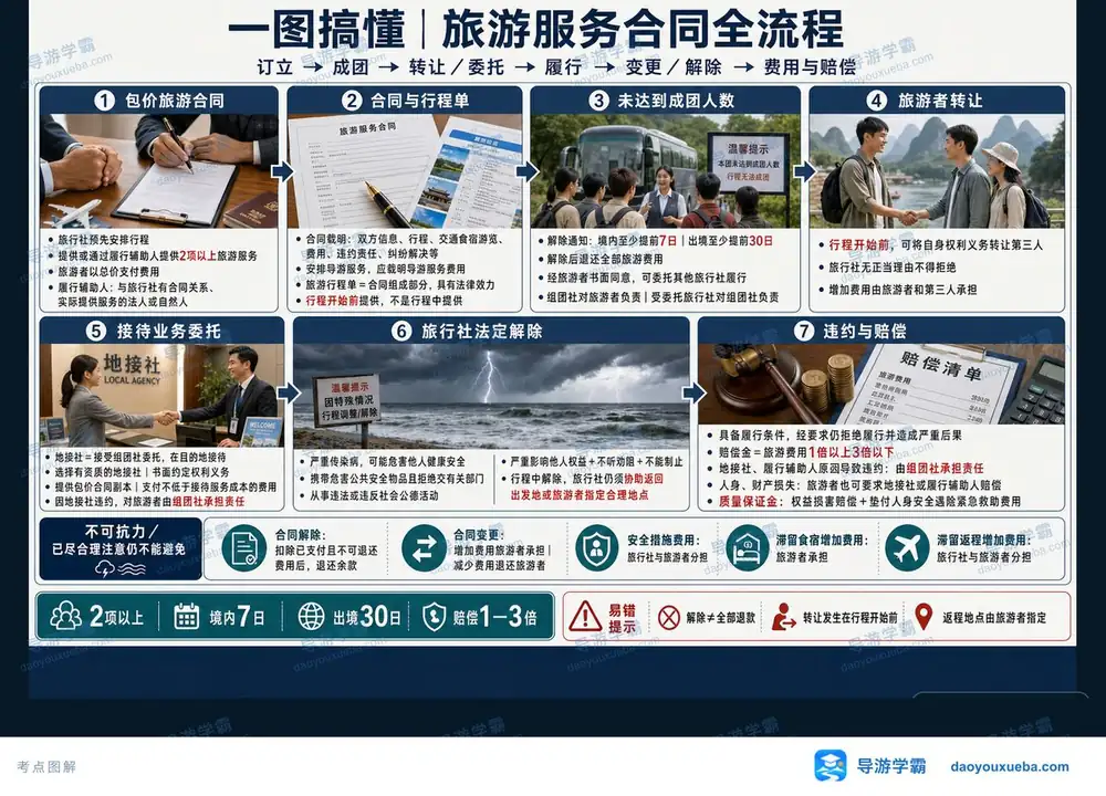 旅游服务合同全流程六大节点考点图(导游学霸·科三)