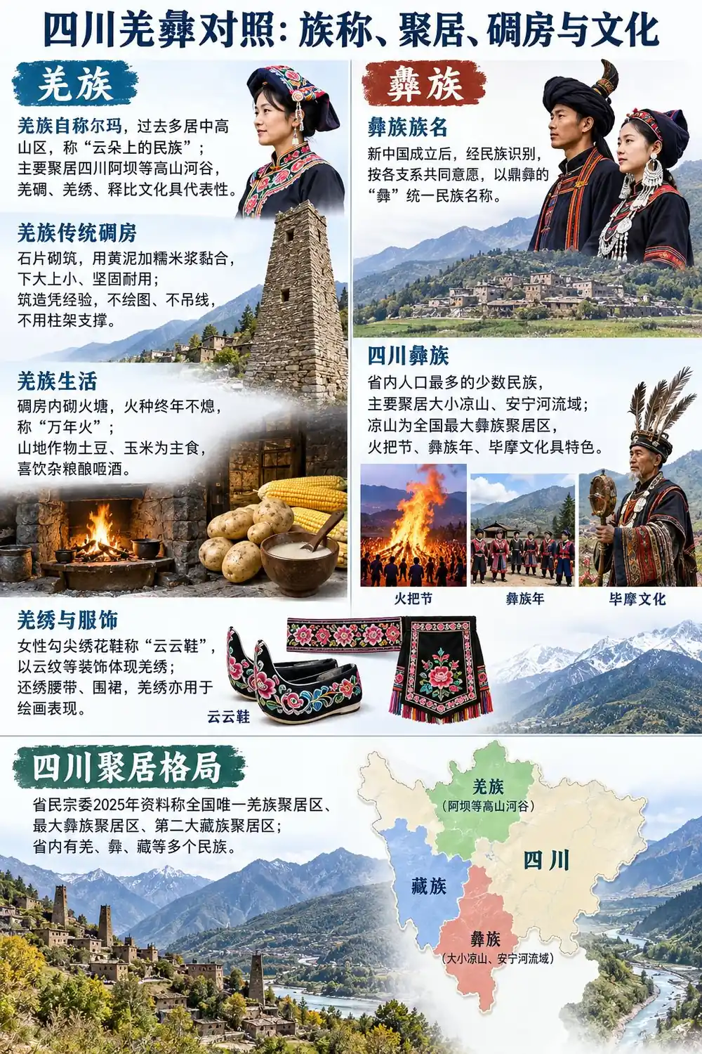 四川羌族与彝族文化考点图（导游学霸·科三）