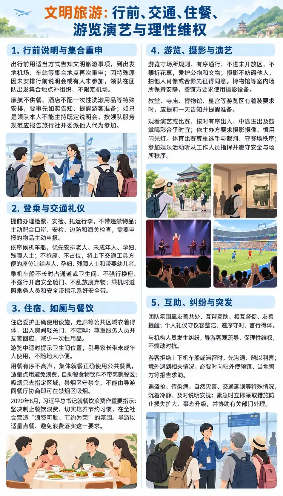 文明旅游规范行前提醒节约考点图(导游学霸·科三)