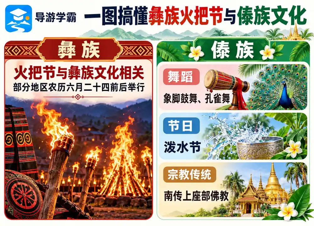 彝族火把节与傣族文化考点图（导游学霸·科三）
