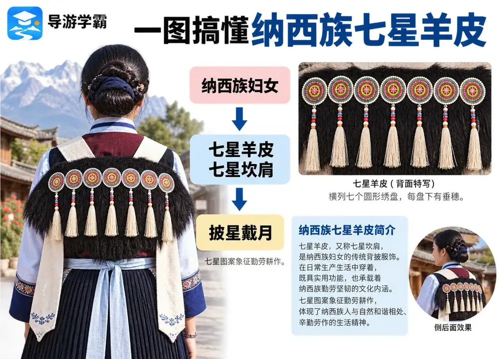 纳西族七星羊皮披星戴月考点图(导游学霸·科三)