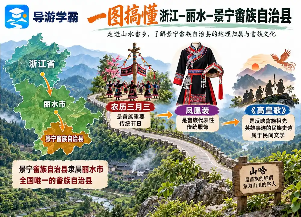 景宁畲族自治县文化四线索考点图(导游学霸·科三)