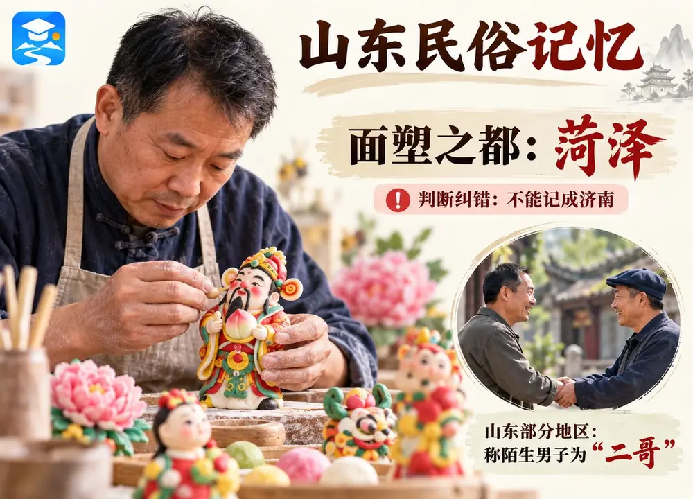 山东面塑之都与二哥称谓考点图（导游学霸·科三）