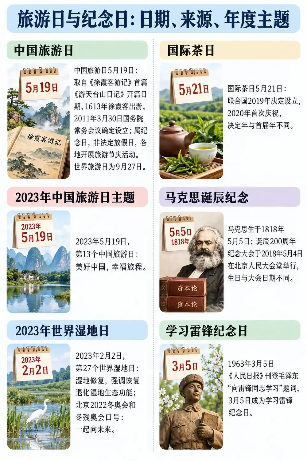 旅游日与常考纪念日考点图（导游学霸·科三）