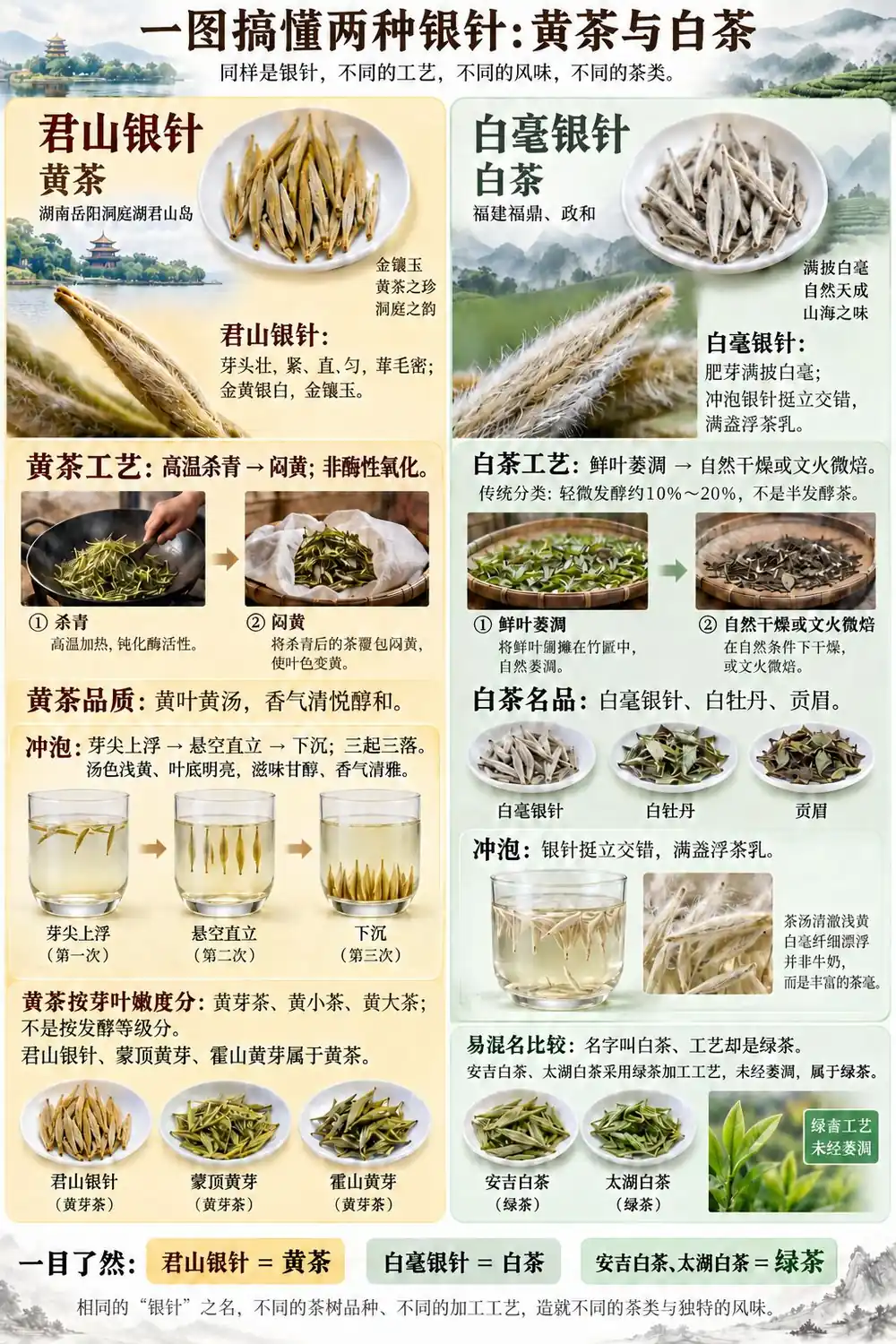 君山银针与白毫银针考点图(导游学霸·科三)