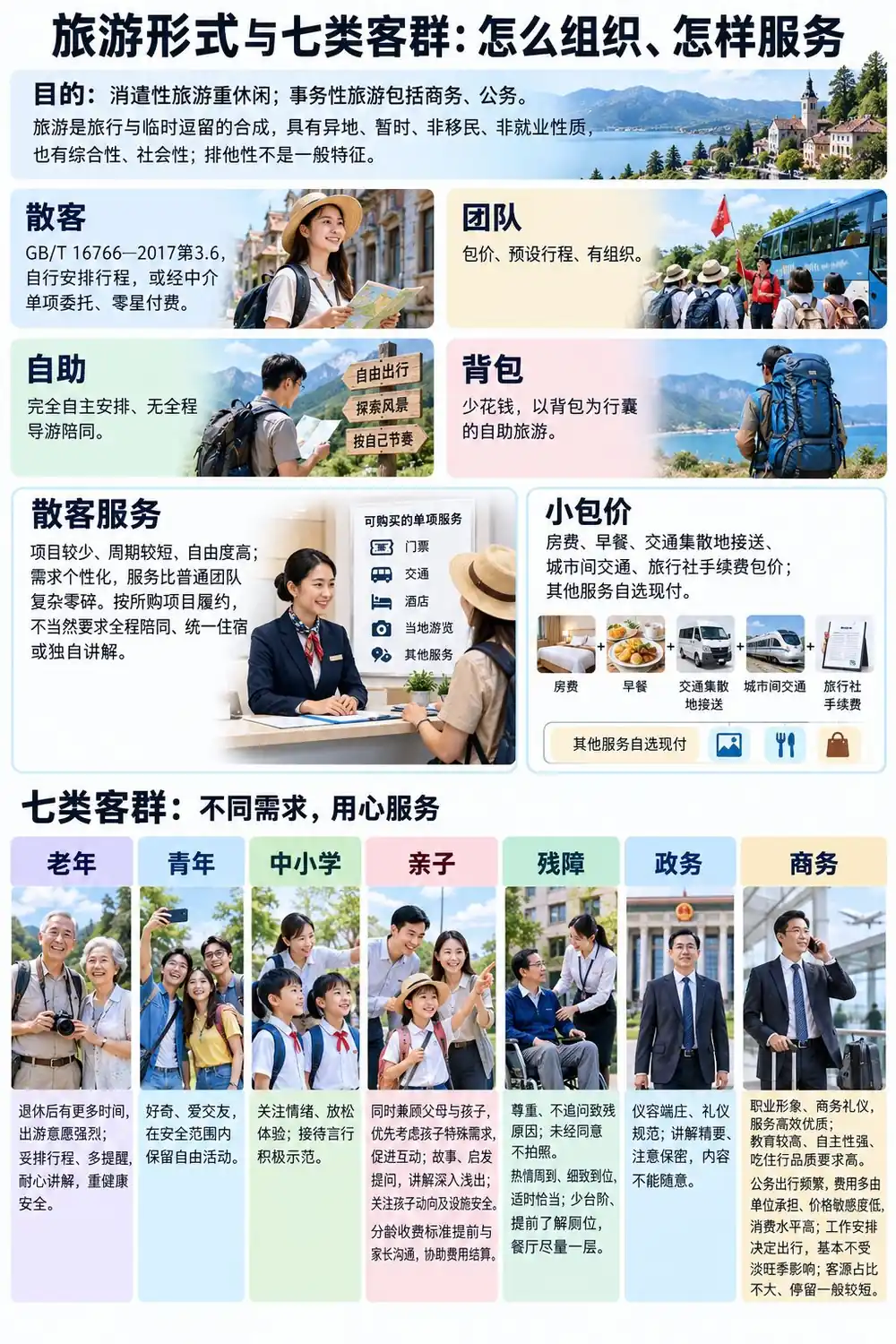 团队散客与七类特殊客群考点图（导游学霸·科三）
