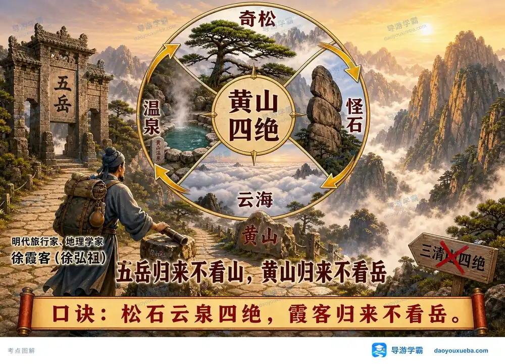 黄山四绝罗盘考点图（导游学霸·科三）