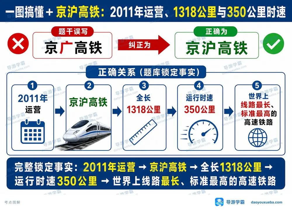 京沪高铁关键数据考点图(导游学霸·科三)