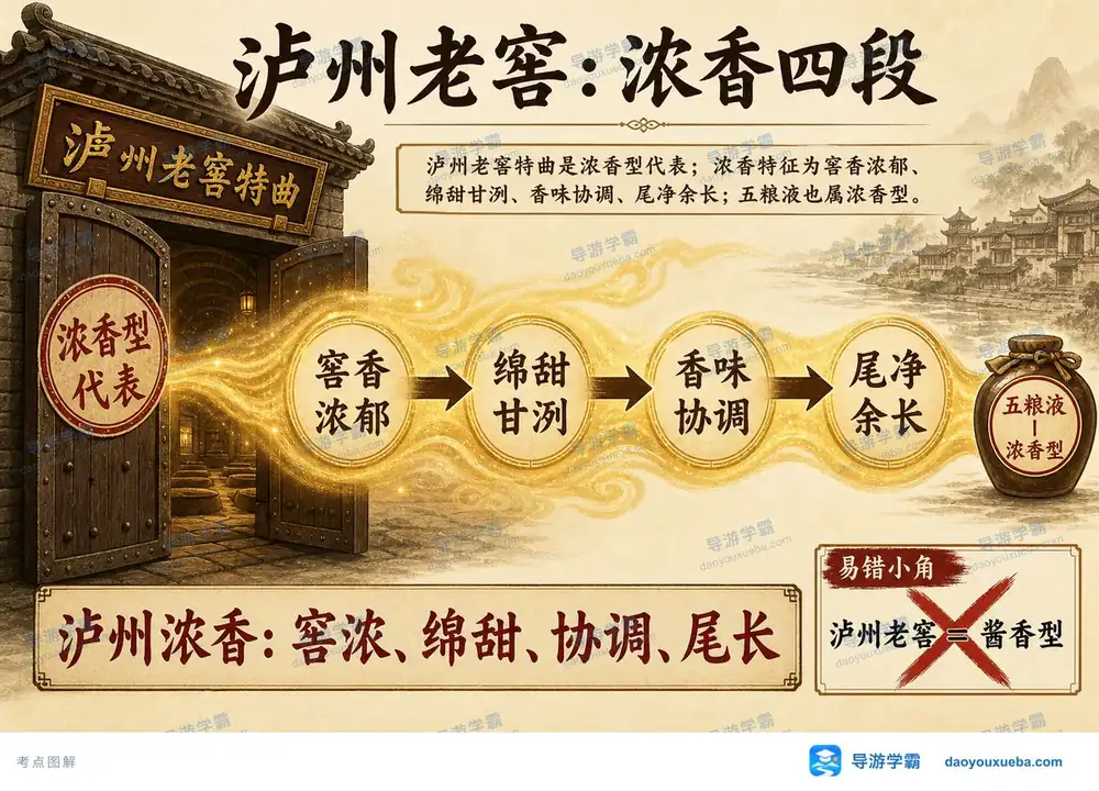 泸州老窖浓香四段特征考点图（导游学霸·科三）