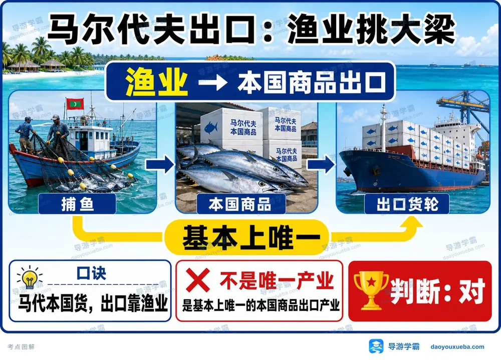 马尔代夫出口产业考点图解考点图（导游学霸·科三）