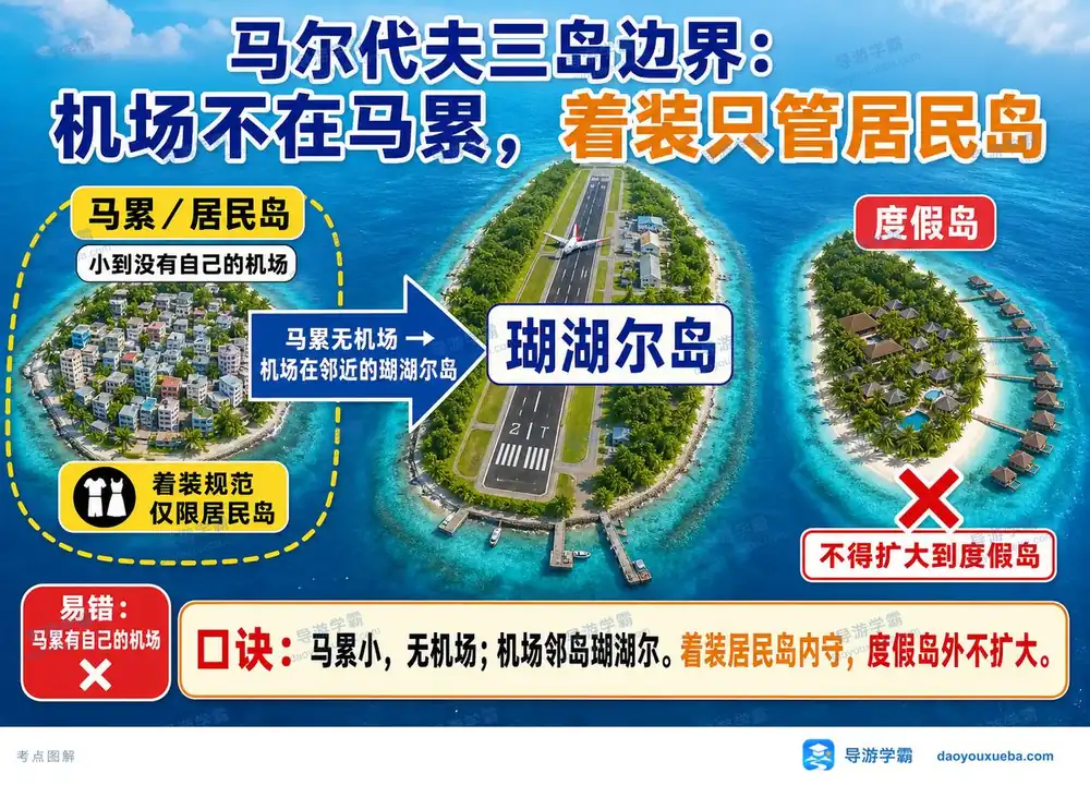 马尔代夫三岛边界考点梳理考点图(导游学霸·科三)