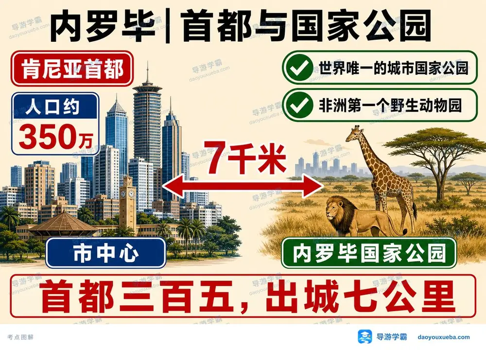内罗毕城市与国家公园考点图(导游学霸·科三)