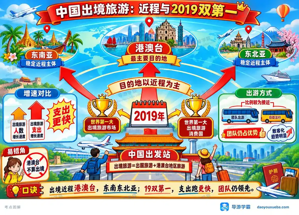 中国出境旅游市场特征考点图(导游学霸·科三)