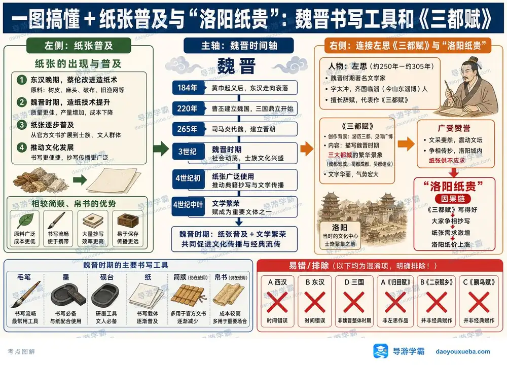 洛阳纸贵左思三都赋考点图解考点图（导游学霸·科三）