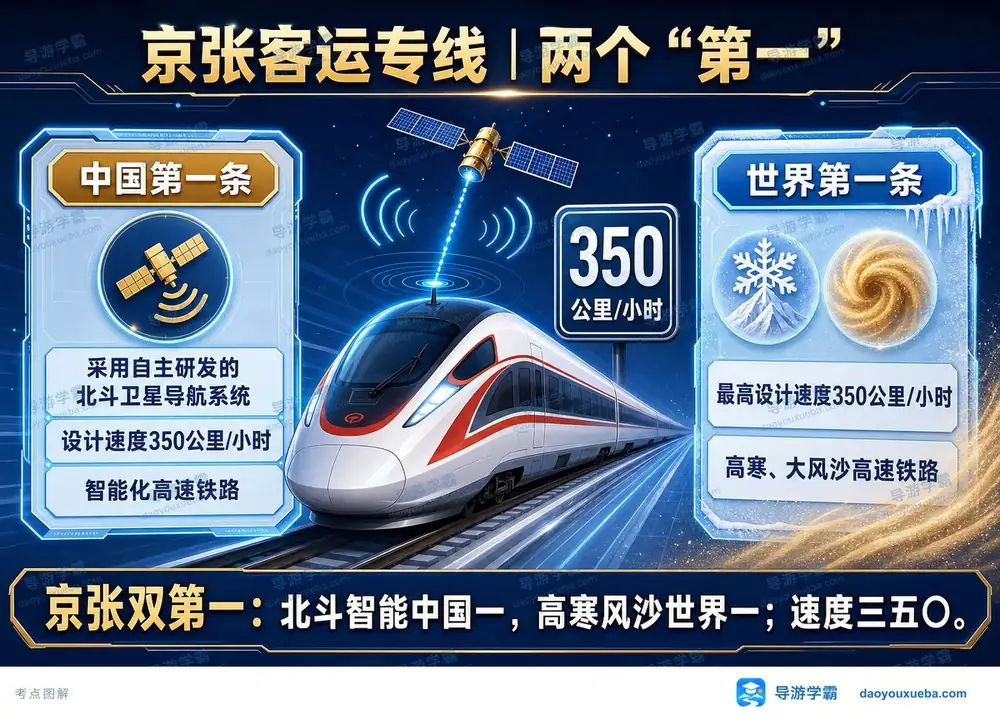 京张智能高铁两个第一关键考点图（导游学霸·科三）