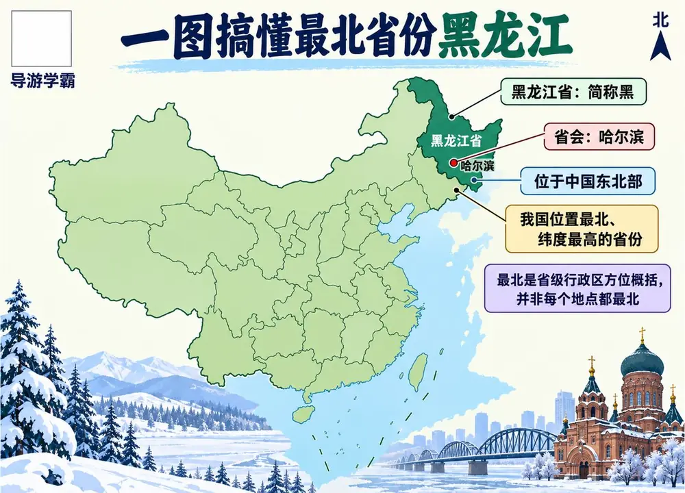 中国最北省份黑龙江考点图（导游学霸·科三）