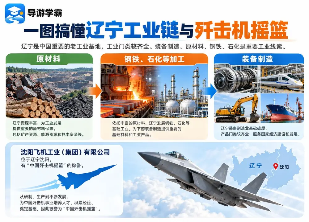 辽宁工业链与歼击机摇篮考点图（导游学霸·科三）