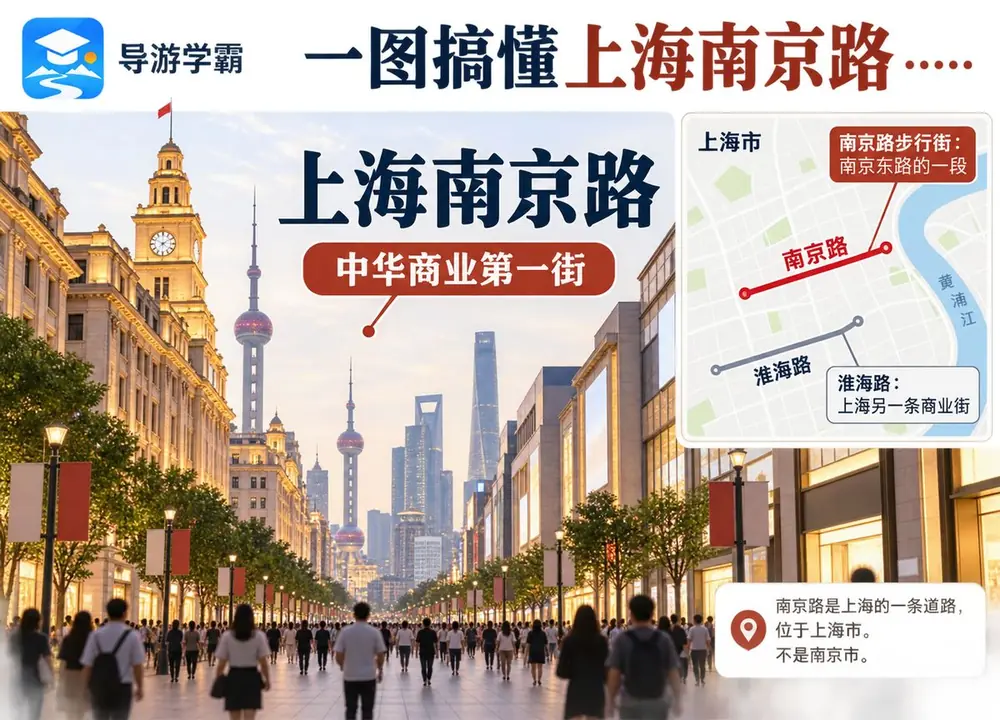 上海南京路中华商业第一街考点图（导游学霸·科三）