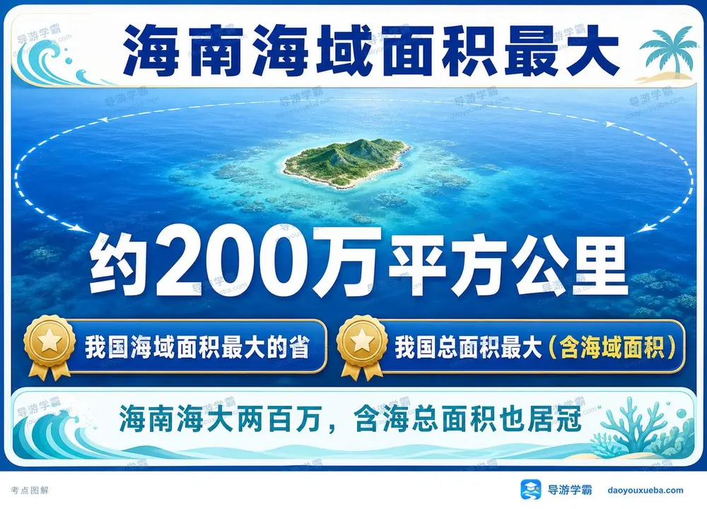 海南海域面积与总面积考点图（导游学霸·科三）