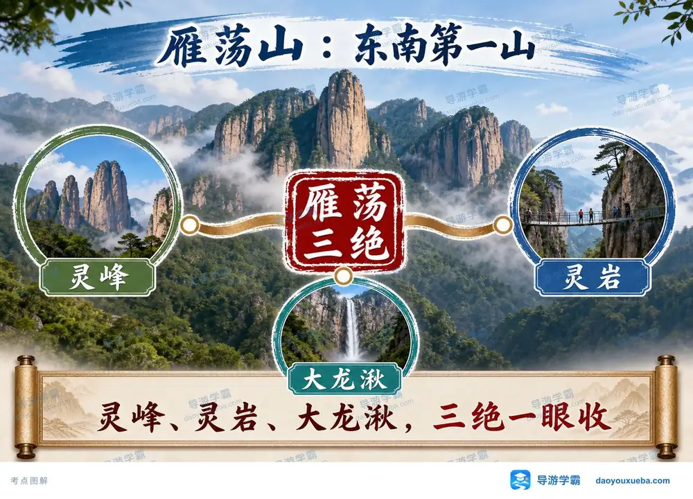 浙江雁荡山东南第一山考点图（导游学霸·科三）