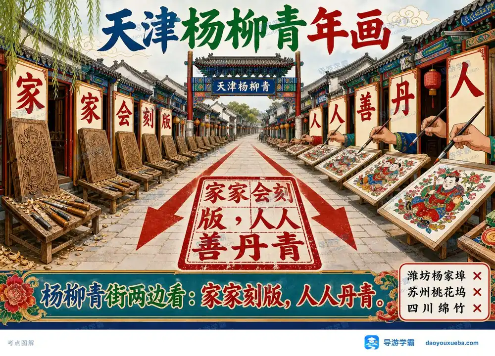 天津杨柳青木版年画盛况考点图(导游学霸·科三)