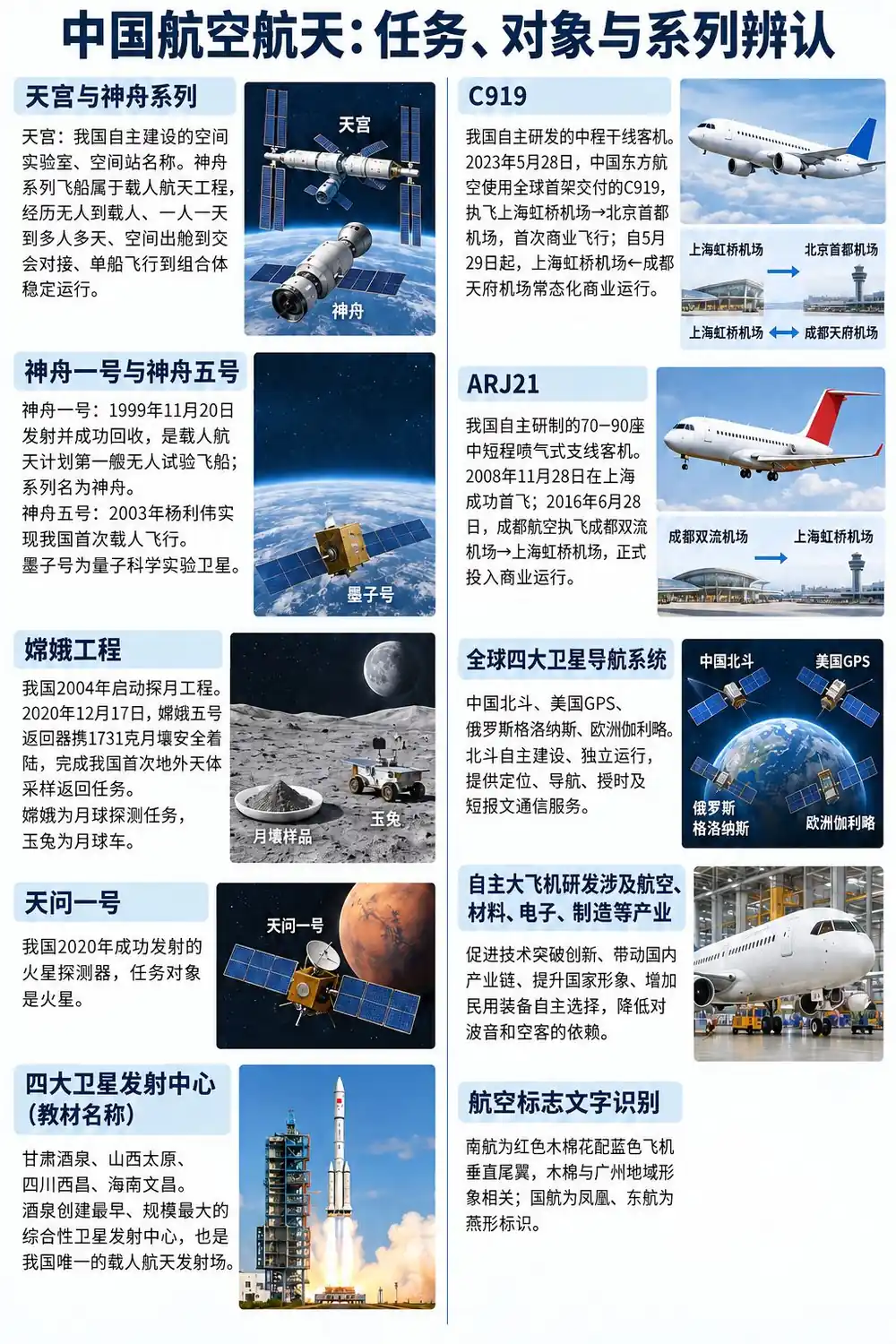 中国航空航天任务系列一张图懂考点图（导游学霸·科三）